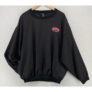 ESPN Jacket Mens XL Cable Sports Channel Windbreaker Jumper Pullover Black VTG